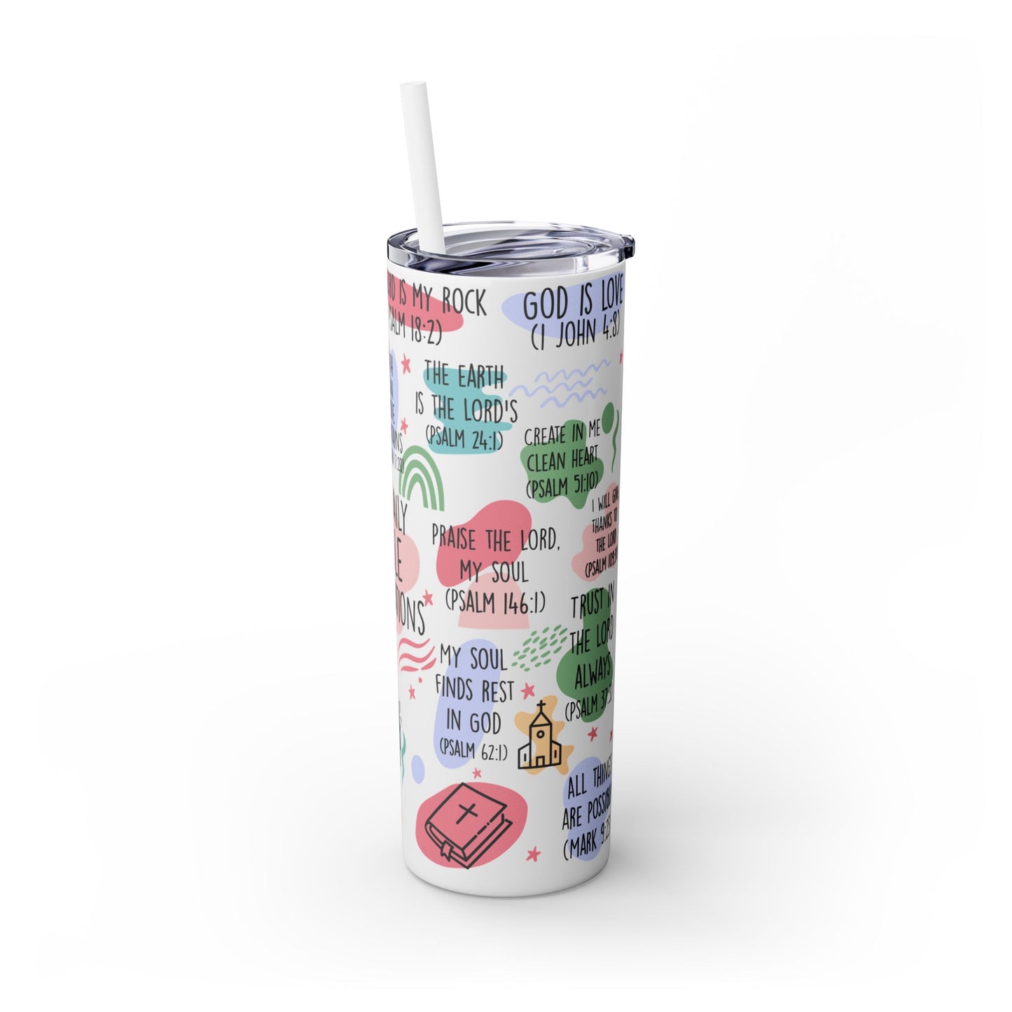 Inspirational Bible Affirmations Tumbler - 20oz with Straw