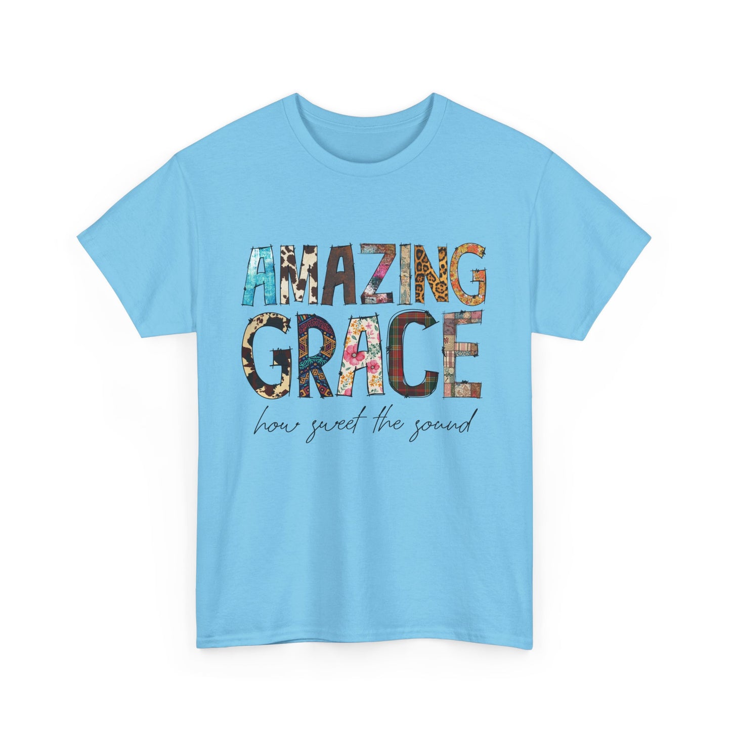 Amazing Grace Unisex Heavy Cotton Tee, Inspirational T-Shirt for Music Lovers, Spiritual Gift, Church Apparel, Faith-Based Fashion