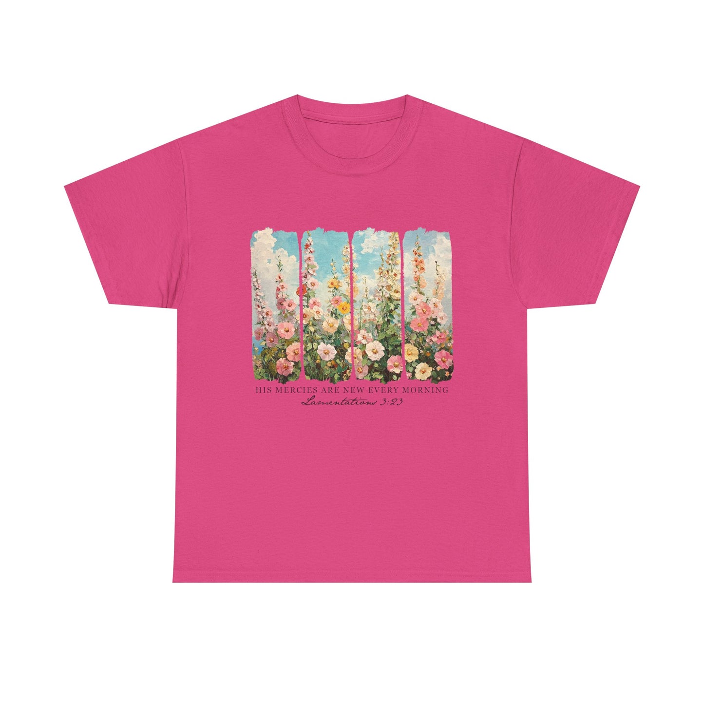 Inspirational Floral Unisex Heavy Cotton Tee - "His Mercies Are New Every Morning"