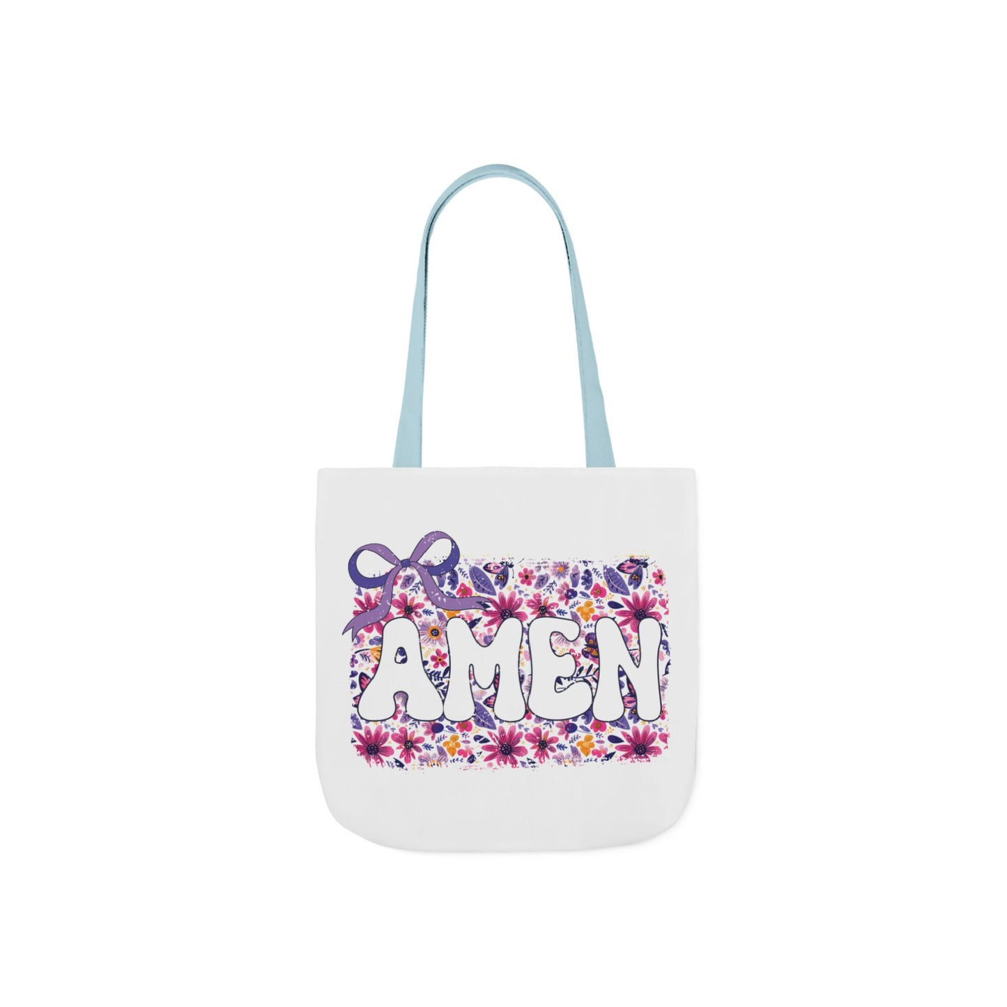 Floral "Amen" Canvas Tote Bag with 5-Color Straps