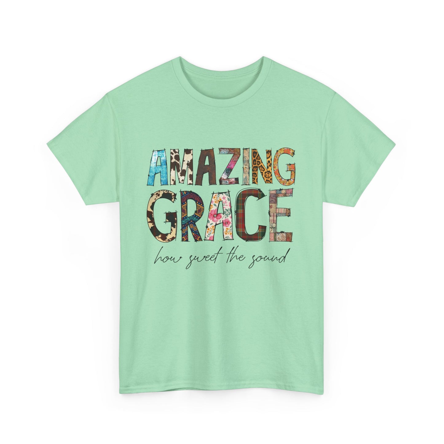 Amazing Grace Unisex Heavy Cotton Tee, Inspirational T-Shirt for Music Lovers, Spiritual Gift, Church Apparel, Faith-Based Fashion