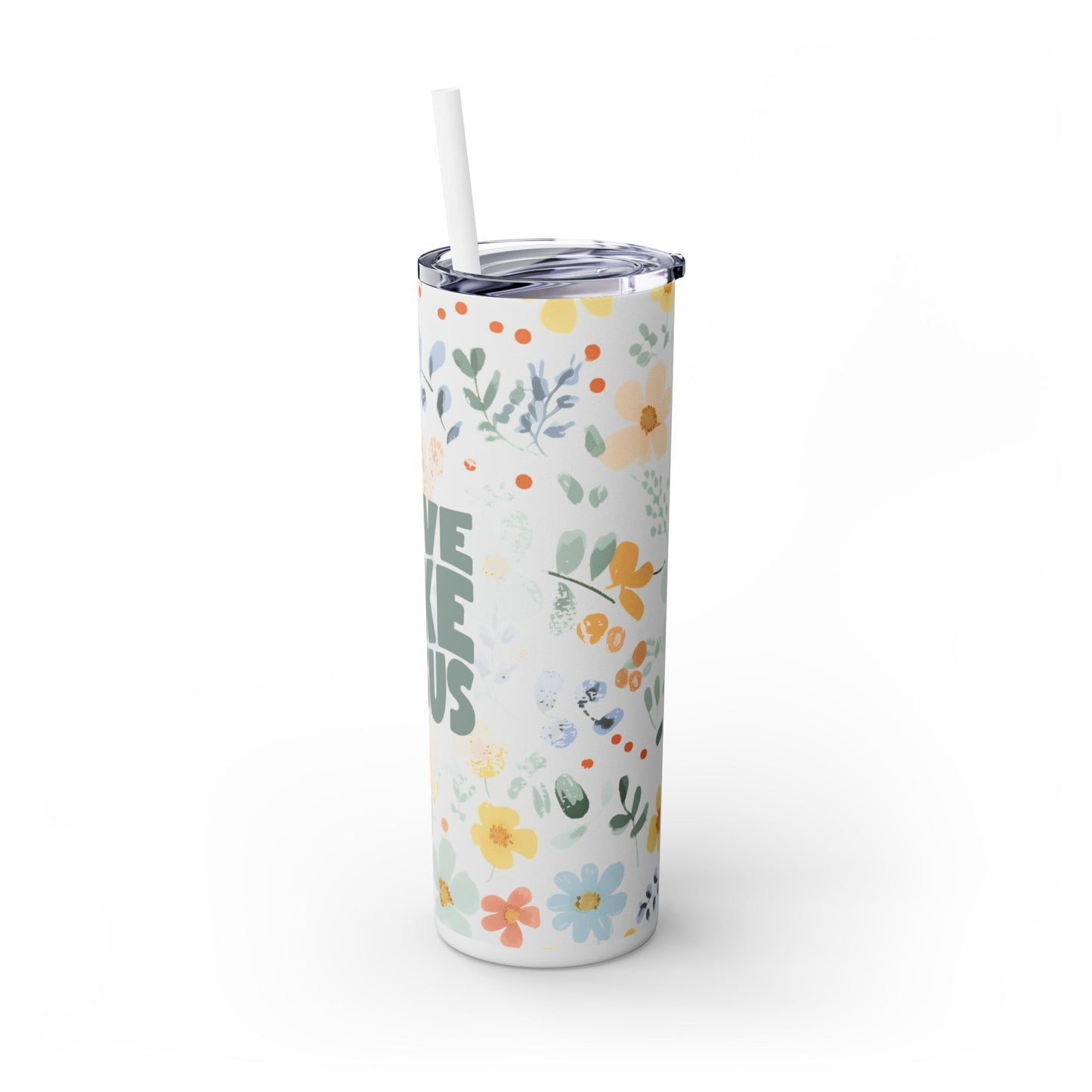 Love Like Jesus Floral 20oz Skinny Tumbler with Straw
