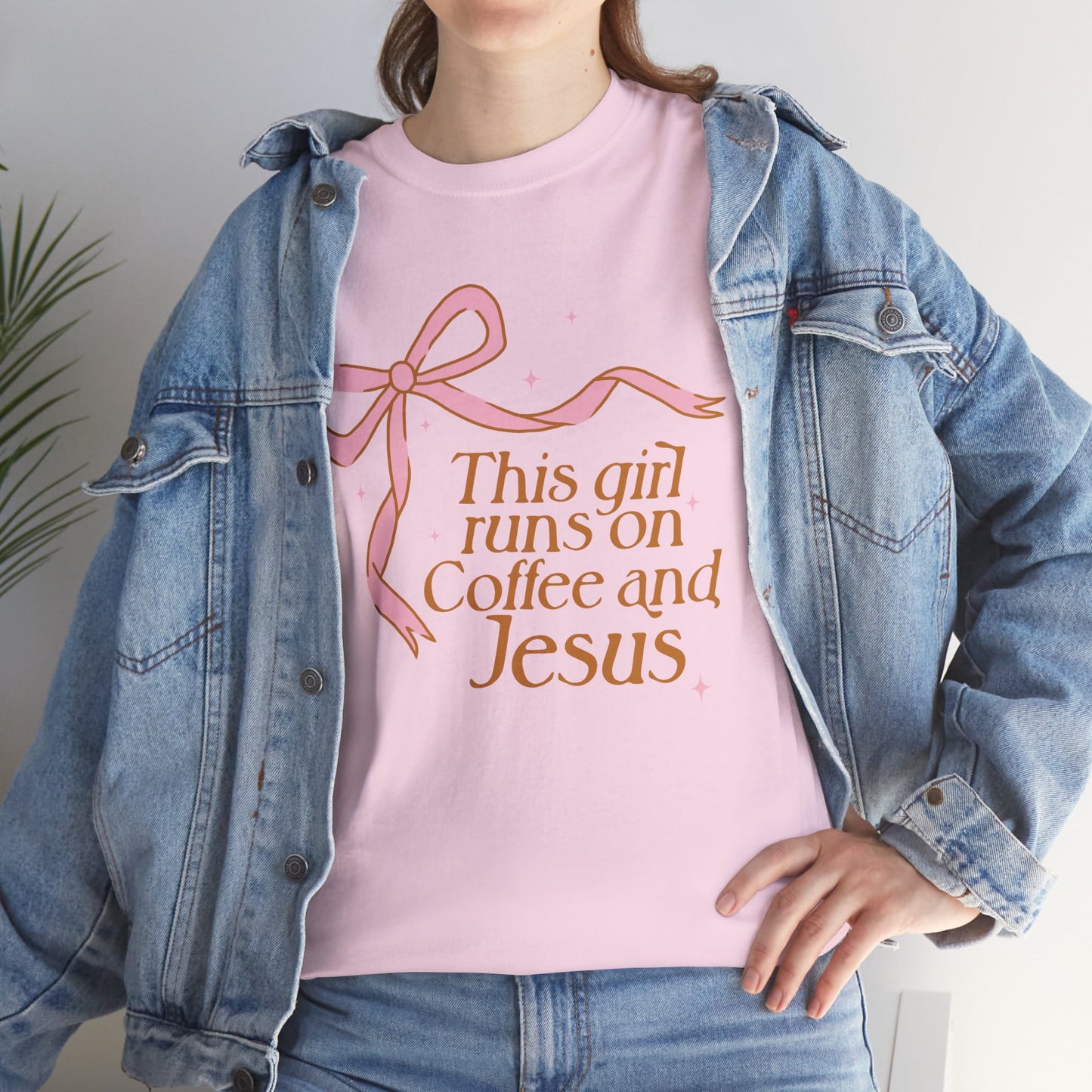 Unisex Heavy Cotton Tee - 'This Girl Runs on Coffee and Jesus'