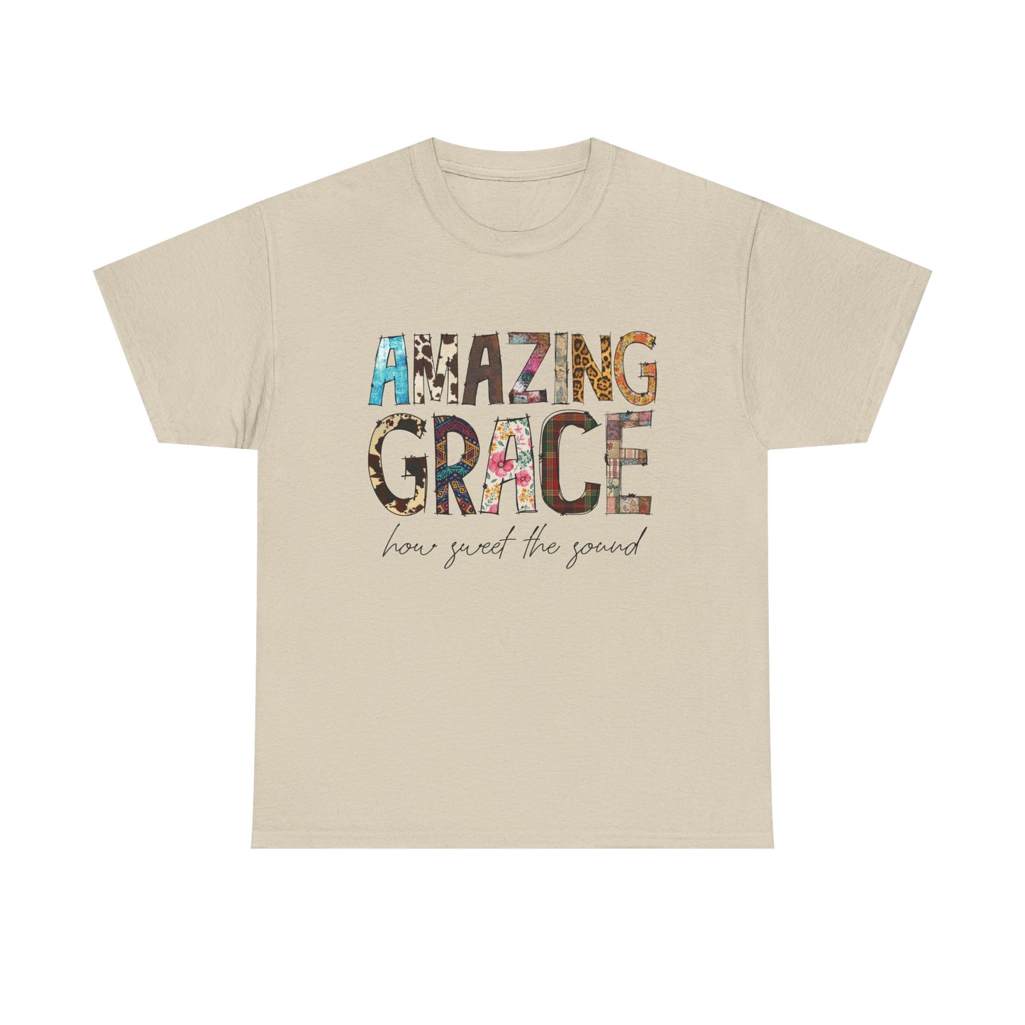 Amazing Grace Unisex Heavy Cotton Tee, Inspirational T-Shirt for Music Lovers, Spiritual Gift, Church Apparel, Faith-Based Fashion