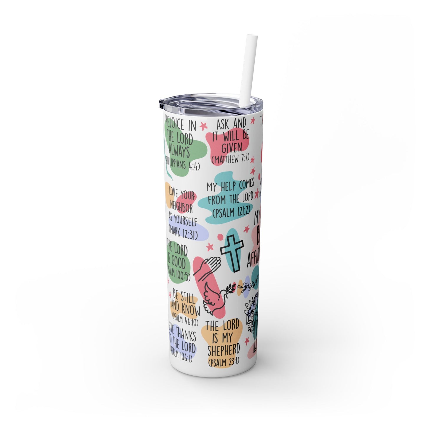 Inspirational Bible Affirmations Tumbler - 20oz with Straw