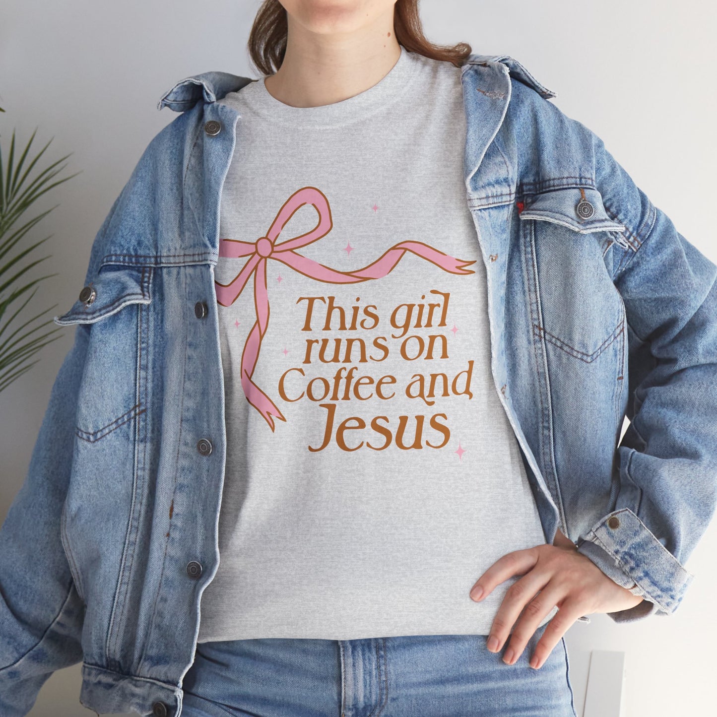 Unisex Heavy Cotton Tee - 'This Girl Runs on Coffee and Jesus'