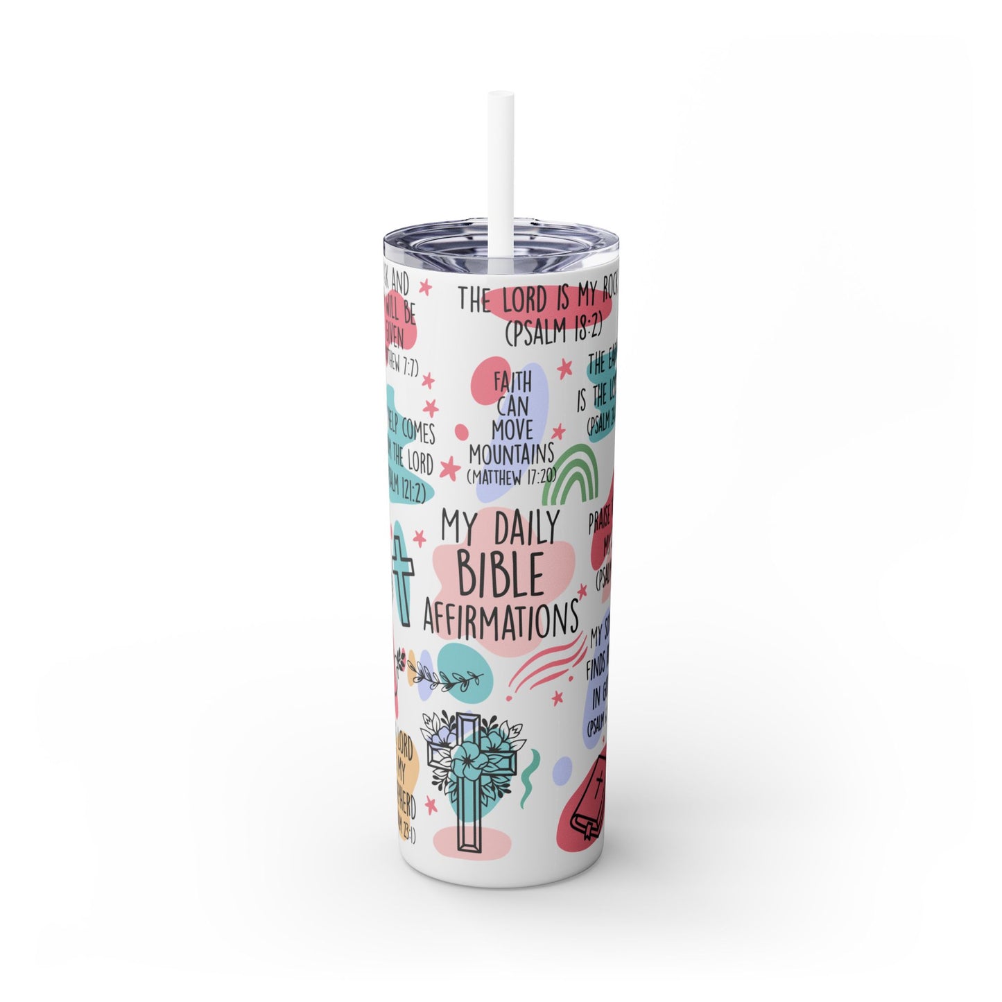 Inspirational Bible Affirmations Tumbler - 20oz with Straw