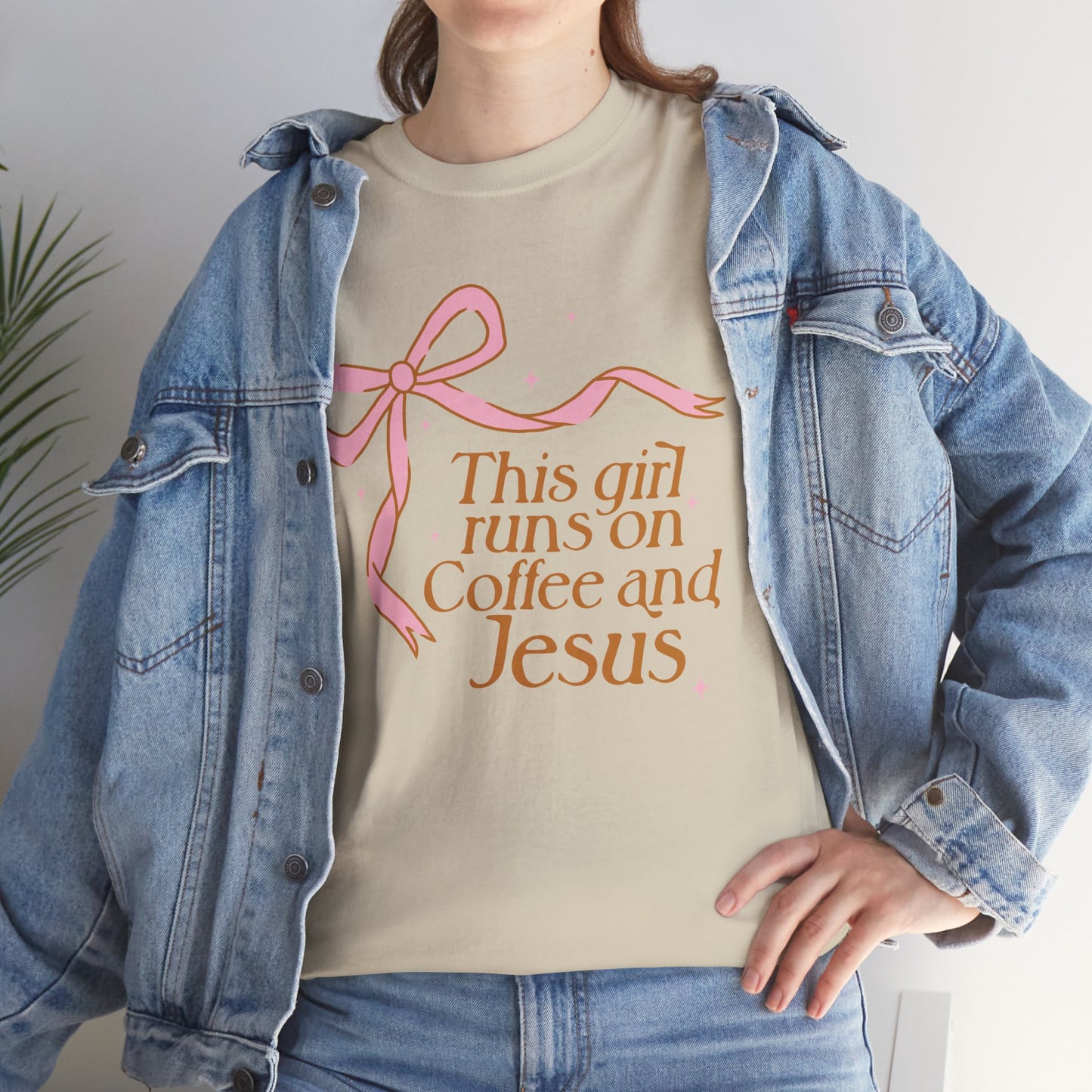 Unisex Heavy Cotton Tee - 'This Girl Runs on Coffee and Jesus'