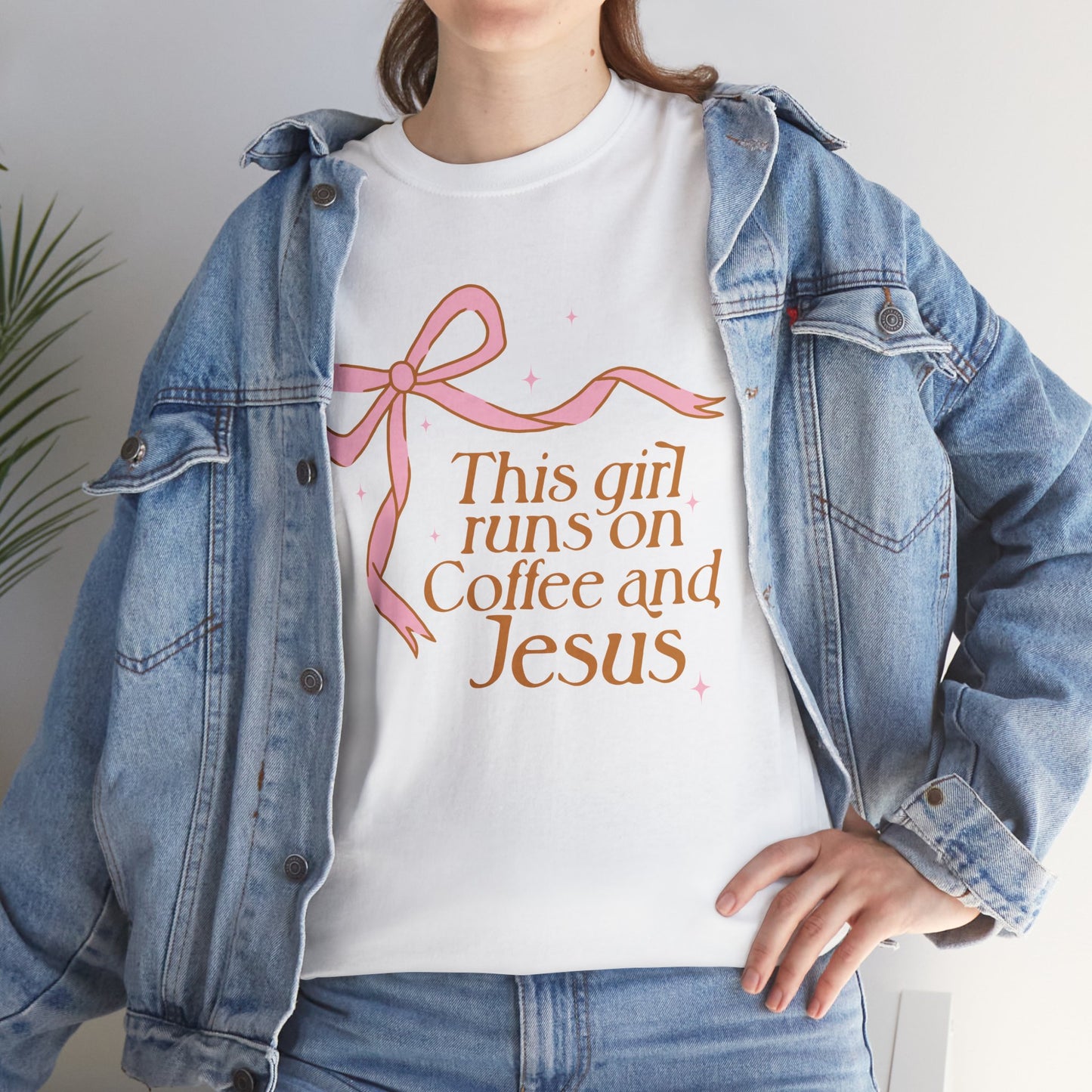 Unisex Heavy Cotton Tee - 'This Girl Runs on Coffee and Jesus'