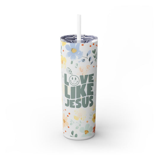 Love Like Jesus Floral 20oz Skinny Tumbler with Straw
