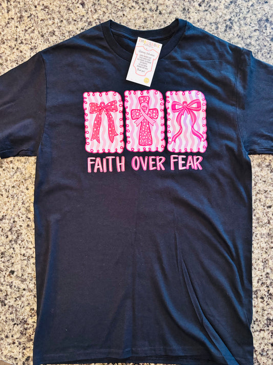 Faith Over Fear T-shirt| Breast Cancer Awareness + Christian Faith