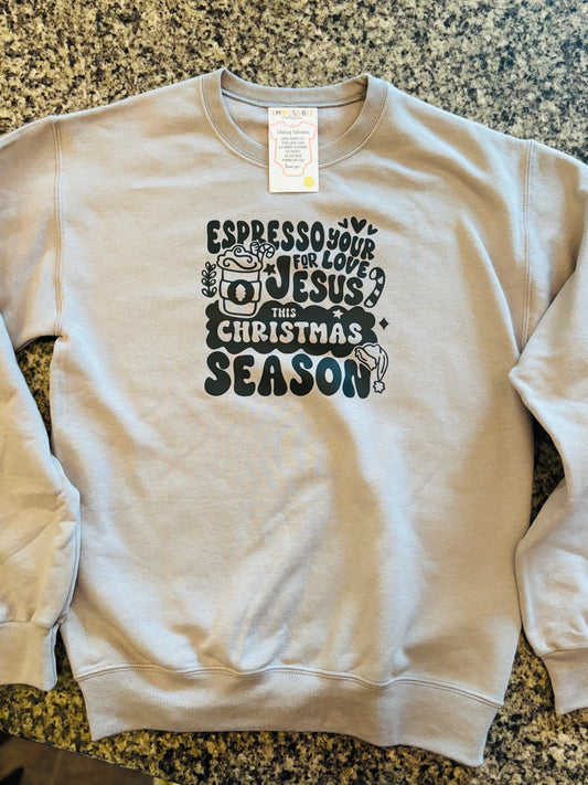 Espresso Your Love for Jesus Sweatshirt | Christian Coffee Lover Crewneck