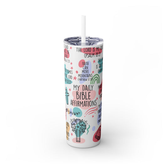 Inspirational Bible Affirmations Tumbler - 20oz with Straw