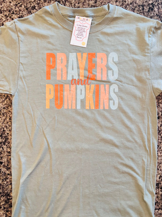 Prayers and Pumpkins T-Shirt | Fall Christian Faith Tee