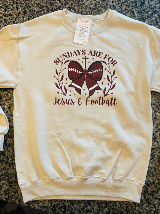 Sundays Are For Jesus and Football Sweatshirt | Faith Football Cozy Crewneck